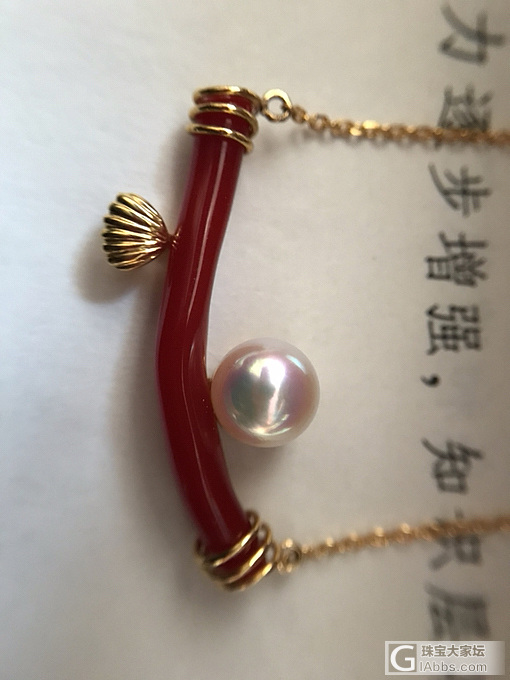 18K镶嵌阿卡枝子天女珍珠锁骨链_项链珊瑚海水珍珠