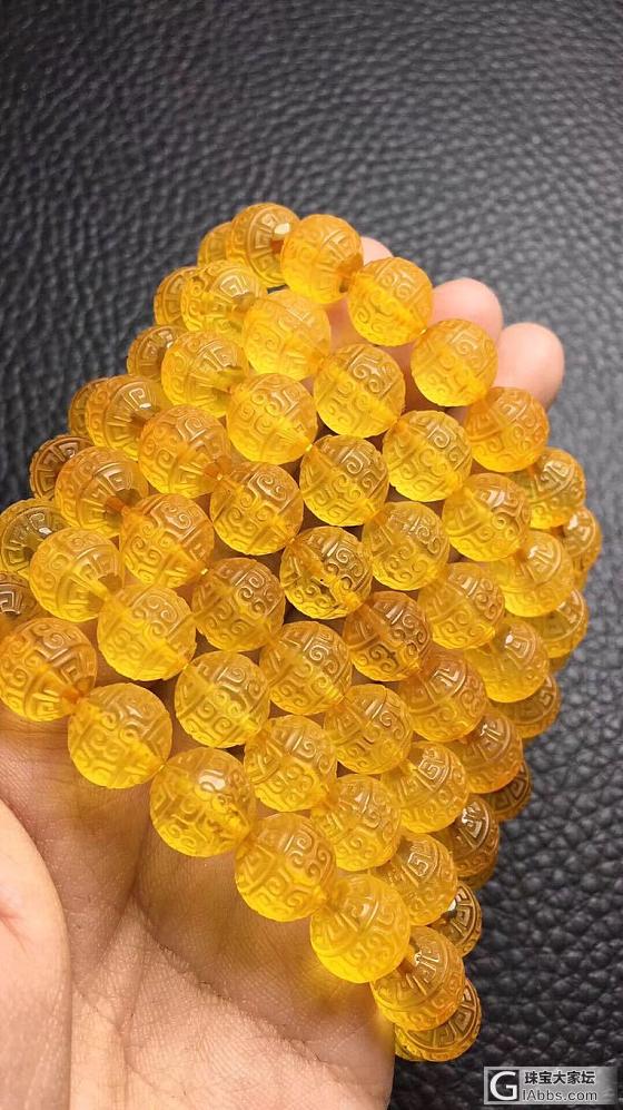 纯天然蜜蜡回纹绣手串_珠串蜜蜡