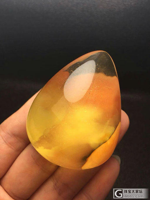 纯天然蜜蜡水滴，金星飘散，风云浩淼，让人心神漂浮，全品三无_蜜蜡