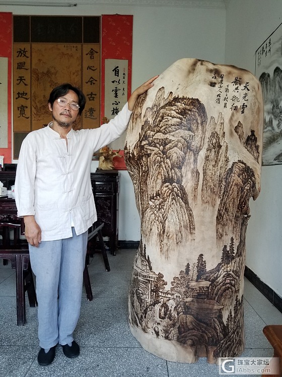 千年香樟木烙铁画，中国民间工艺大师作品_樟木