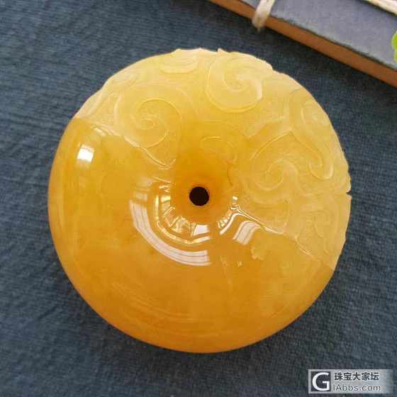 纯天然无优化满蜡鸡油黄精雕平安扣_平安扣蜜蜡