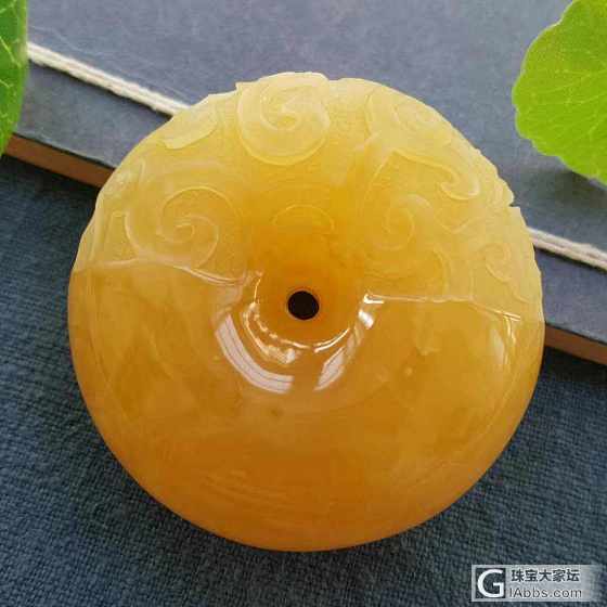 纯天然无优化满蜡鸡油黄精雕平安扣_平安扣蜜蜡