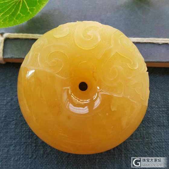 纯天然无优化满蜡鸡油黄精雕平安扣_平安扣蜜蜡