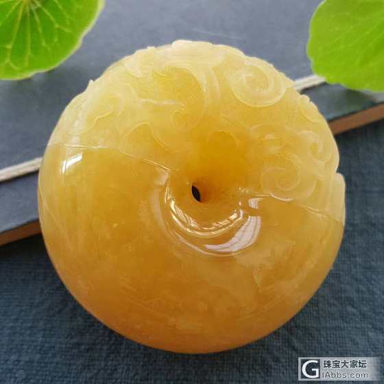 纯天然无优化满蜡鸡油黄精雕平安扣_平安扣蜜蜡