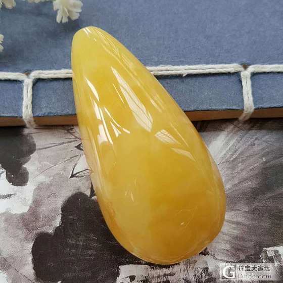 19.2克精选纯天然无优化无烤色鸡油黄水滴吊坠_挂件蜜蜡