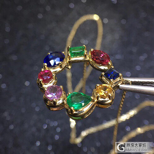 多宝锁骨链_吊坠彩色宝石