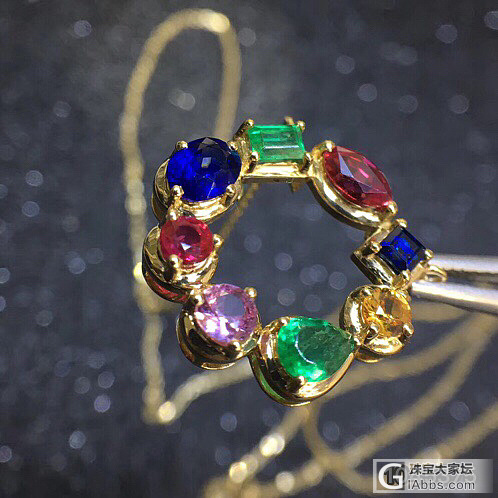 多宝锁骨链_吊坠彩色宝石