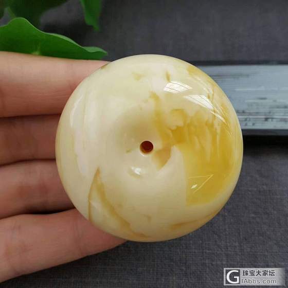 36.0克极品天然无优化俄料骨瓷白平安扣_平安扣琥珀蜜蜡