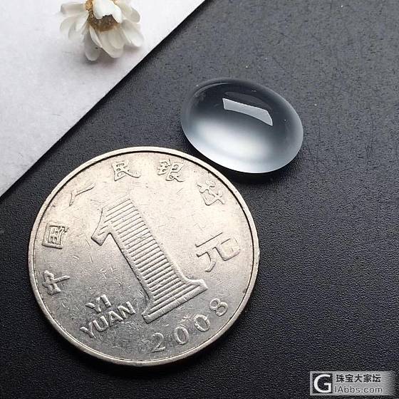 高冰蛋面，完美冰透，荧光四射，清澈见底，14.2/10.7/6mm，_翡翠蛋面