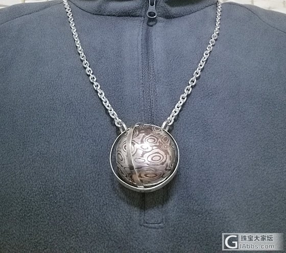 手工纯银吊坠毛衣坠地球仪项坠木纹金圆珠坠_银