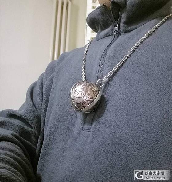 手工纯银吊坠毛衣坠地球仪项坠木纹金圆珠坠_银