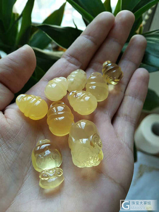 分享蜜蜡雕刻件都是卡通萌物孙大圣海马象神雀羽三不猴等_雕刻琥珀蜜蜡