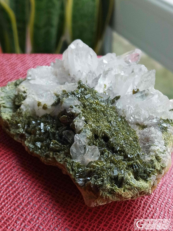 白水晶绿帘石共生 矿物晶体标本 矿标矿晶 原石_矿物标本白水晶摆件绿帘石族