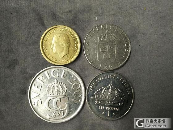 瑞典 10，5，1，1克朗硬币4枚_外国货币