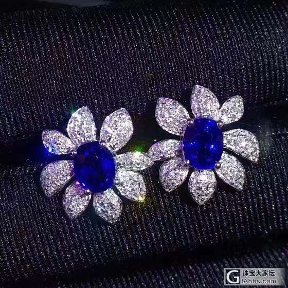精品斯里兰卡蓝宝石18K金耳钉_耳钉蓝宝石