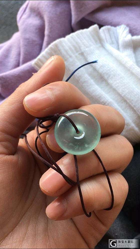 天然翡翠高冰蓝绿味肥扣扣，_平安扣翡翠