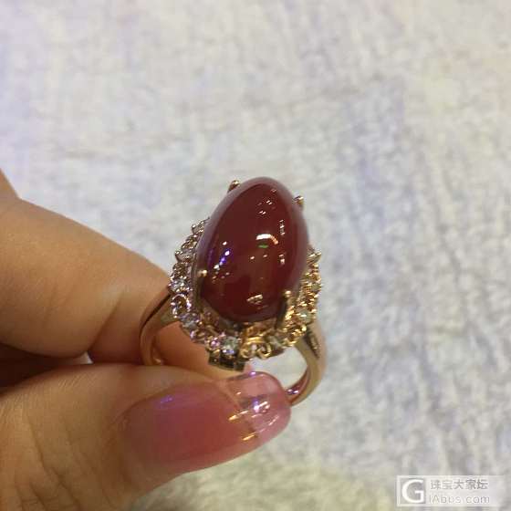 赤血珊瑚戒指吊坠两用款，大蛋面_吊坠戒指珊瑚