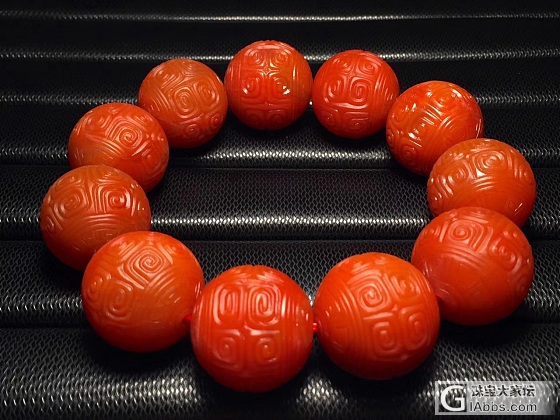 23mm的大尺寸 保山回纹雕刻手串_珠串南红