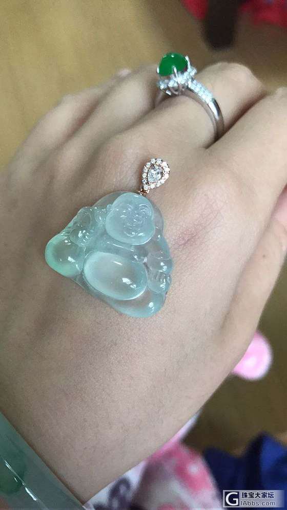 新淘的布袋佛镶嵌归来_吊坠翡翠