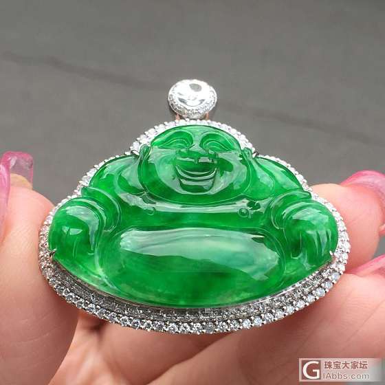 老坑高冰玻璃种辣绿大佛公_挂件翡翠