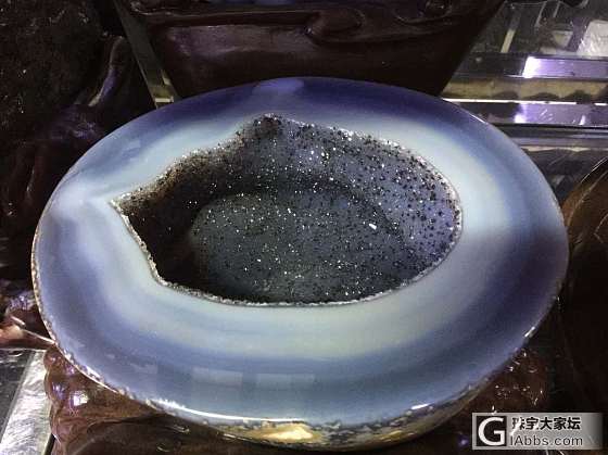 乌拉圭蓝水晶聚宝盆，这稀有的蓝调，梦幻了我的心_洞盆簇