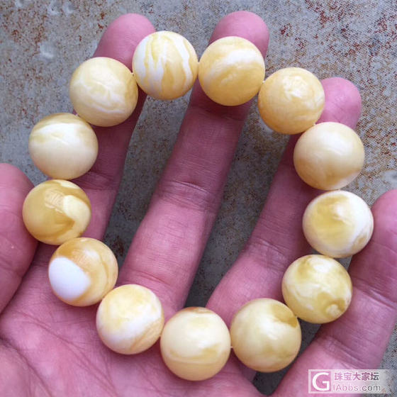 俄料浓郁白花蜡16mm手串#蜜蜡_琥珀蜜蜡