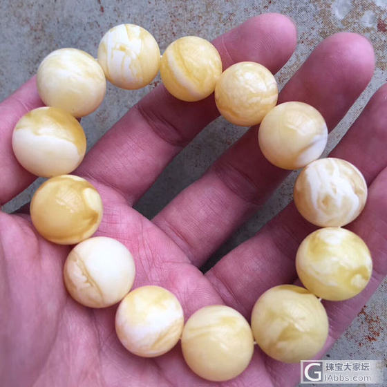 俄料浓郁白花蜡16mm手串#蜜蜡_琥珀蜜蜡