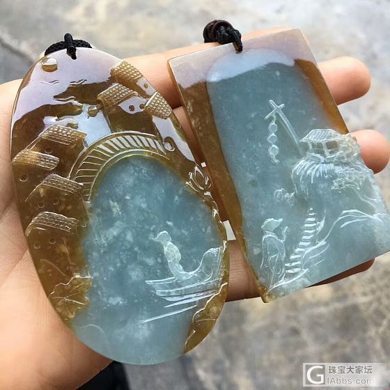 黄翡巧雕牌子，意境美美哒😍😍😍_牌子翡翠