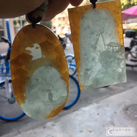 黄翡巧雕牌子，意境美美哒😍😍😍_牌子翡翠