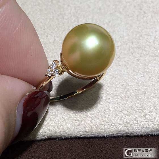 美丽又实惠的金珠套装又走一套  18k金锆石材质  戒指11-12mm/耳钩9-..._珍珠