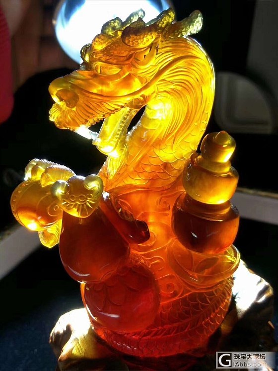 金棕【双龙送宝】摆件    v15278019100_摆件琥珀