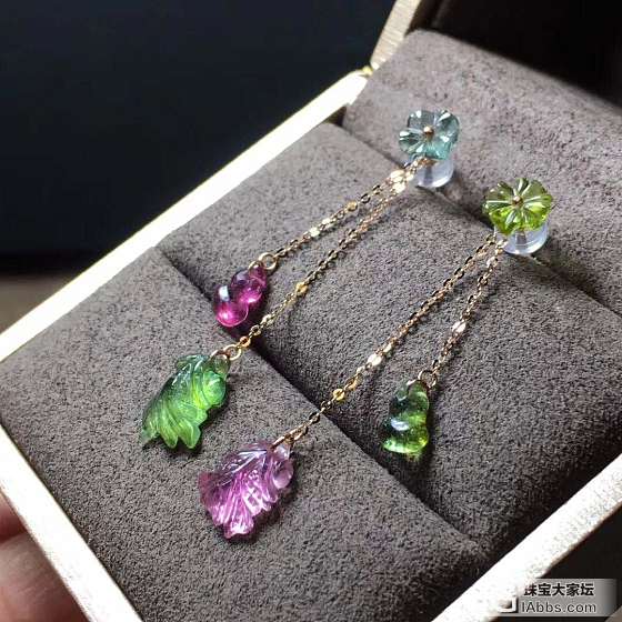 18K玫瑰金镶嵌两用款碧玺耳环，耳钉 耳环 可两用 颜色惊艳，佩戴尽显气质，重 ..._耳环碧玺