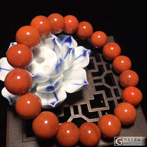 南红手串 满肉满色柿子红少许天然纹理_珠串南红
