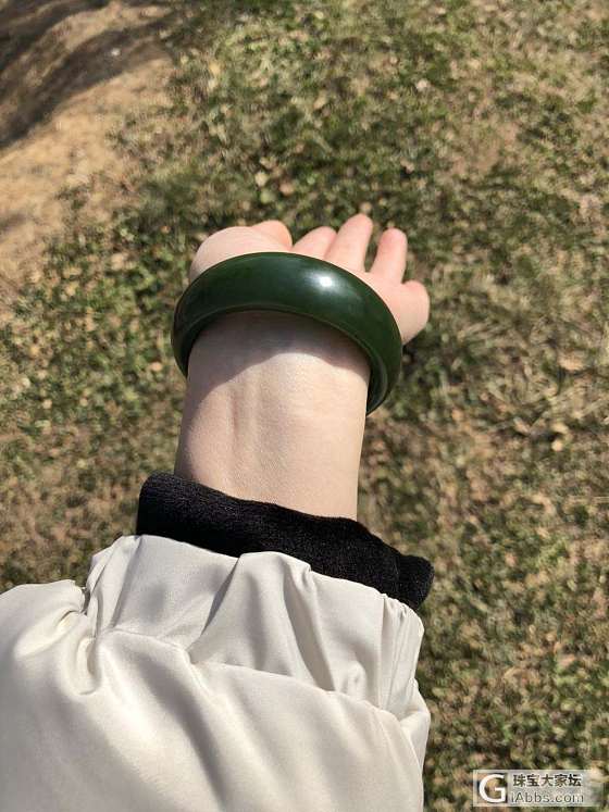 出闲置，碧玉冰底菠菜绿老料手镯 52圈_手镯碧玉