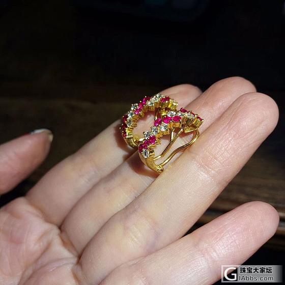 红宝钻石耳环，好美_耳环红宝石