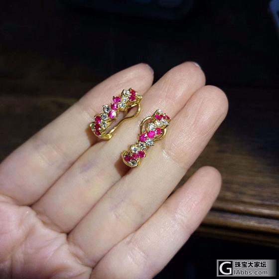 红宝钻石耳环，好美_耳环红宝石