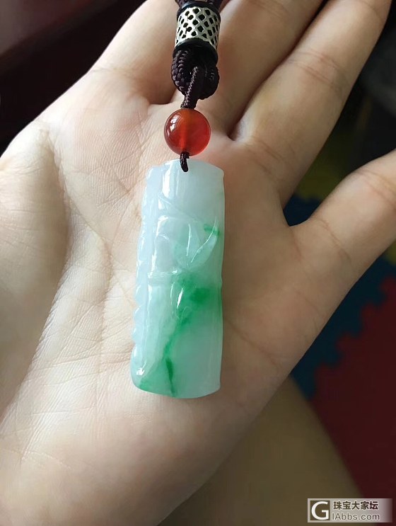 翡翠白底青竹节_吊坠翡翠
