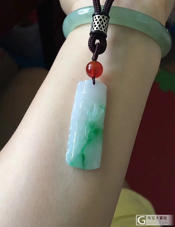翡翠白底青竹节_吊坠翡翠