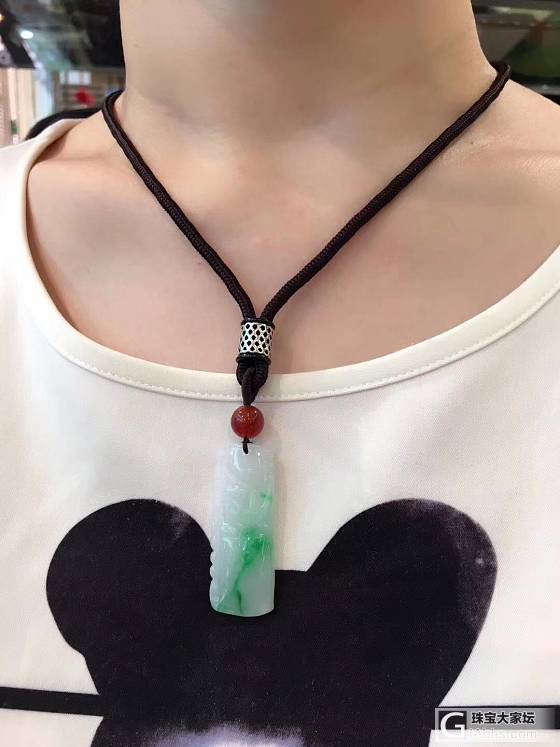 翡翠白底青竹节_吊坠翡翠