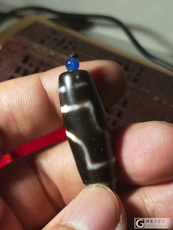 两眼天珠，38.2/13.2mm，图腾扎实，精美殊胜；_天珠