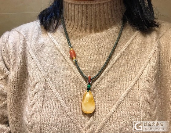 蜜蜡金绞水滴毛衣链_挂件琥珀蜜蜡