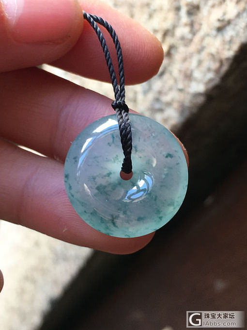 天然翡翠刚性种老水润飘活蓝花彩平安扣，_平安扣挂件翡翠