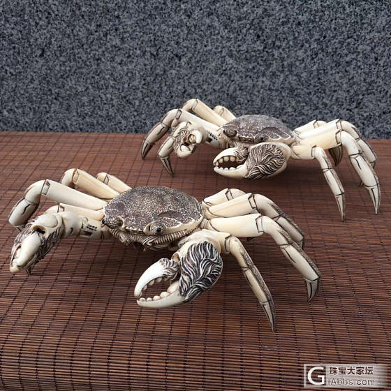 月下笛  猛犸牙雕  松山款螃蟹_雕刻