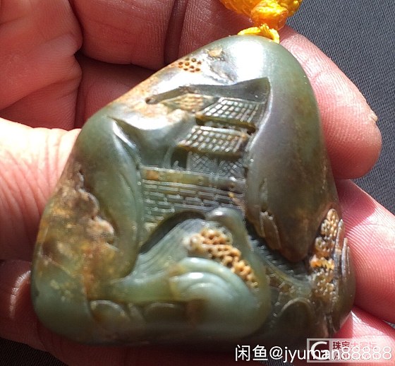 和田独籽貔貅_珠串发晶挂件和田玉