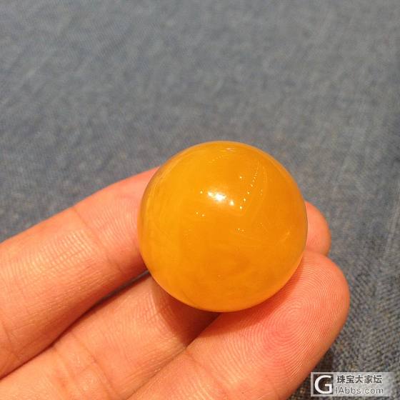 鸡油红25.2mm蜜蜡珠子，颜色红蜜满，无杂裂，克价🉐️180元_配件琥珀蜜蜡