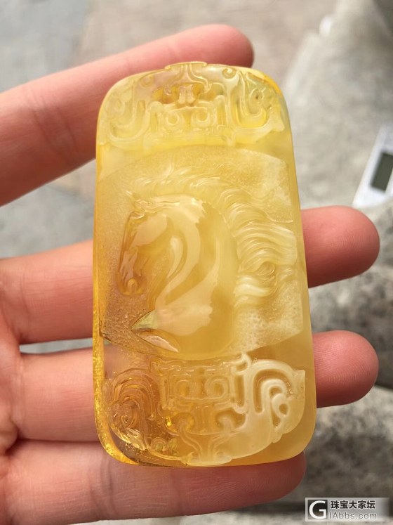 金绞牌子，背后原皮_挂件琥珀蜜蜡