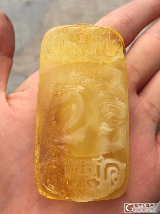 金绞牌子，背后原皮_挂件琥珀蜜蜡