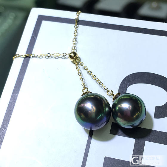 18k金一体可调节链--双珠款  9-10mm极品美腻色泽大溪地  极强光多彩孔..._海水珍珠项链珍珠