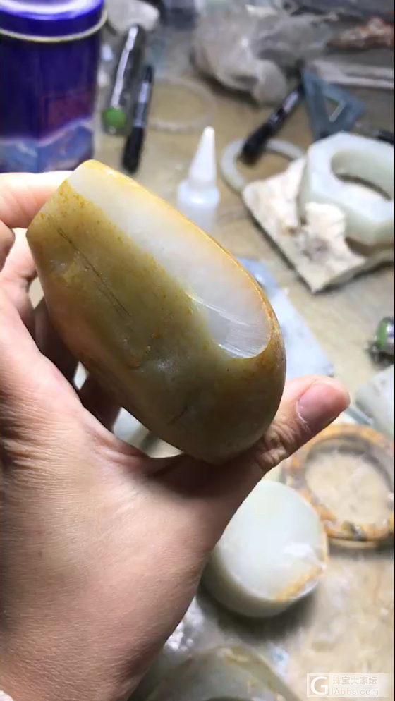 新疆和田玉赌手镯成功分享_原石和田玉