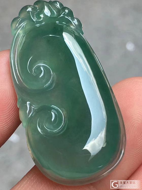 翡翠蓝水如意_挂件翡翠
